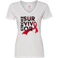 thumbnail image 3 of Inktastic Stroke Survivor- Red Ribbon Awareness Women's V-Neck T-Shirt, 3 of 5