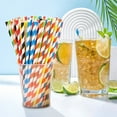 thumbnail image 7 of 100-Pack Disposable Paper Straws - Striped Colorful Neon Decorative Straws for Desserts, Drinks, and Parties - 8 Inch Rigid Eco-Friendly Straws for Hot and Cold Beverages(Dark Royal Blue), 7 of 7