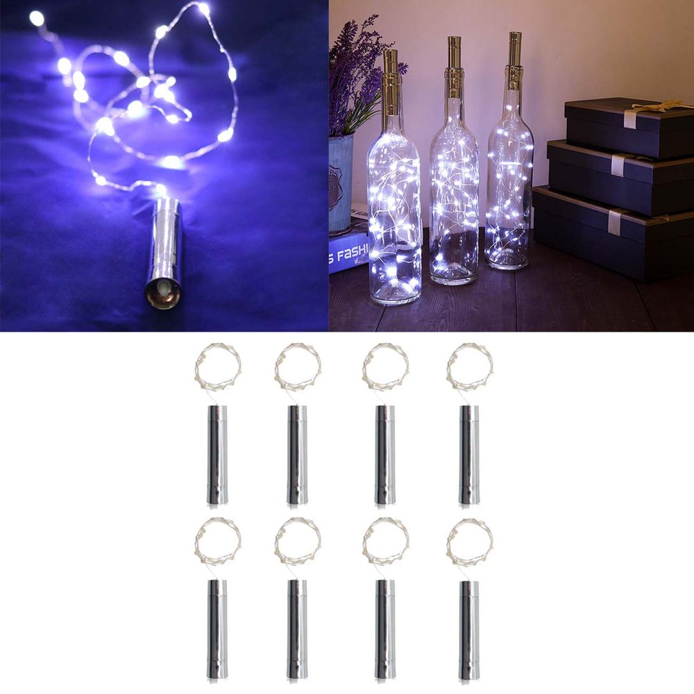 Fairy Lights Wine Bottle Lights with Cork, 8 Pack 15 LED Cork Shape