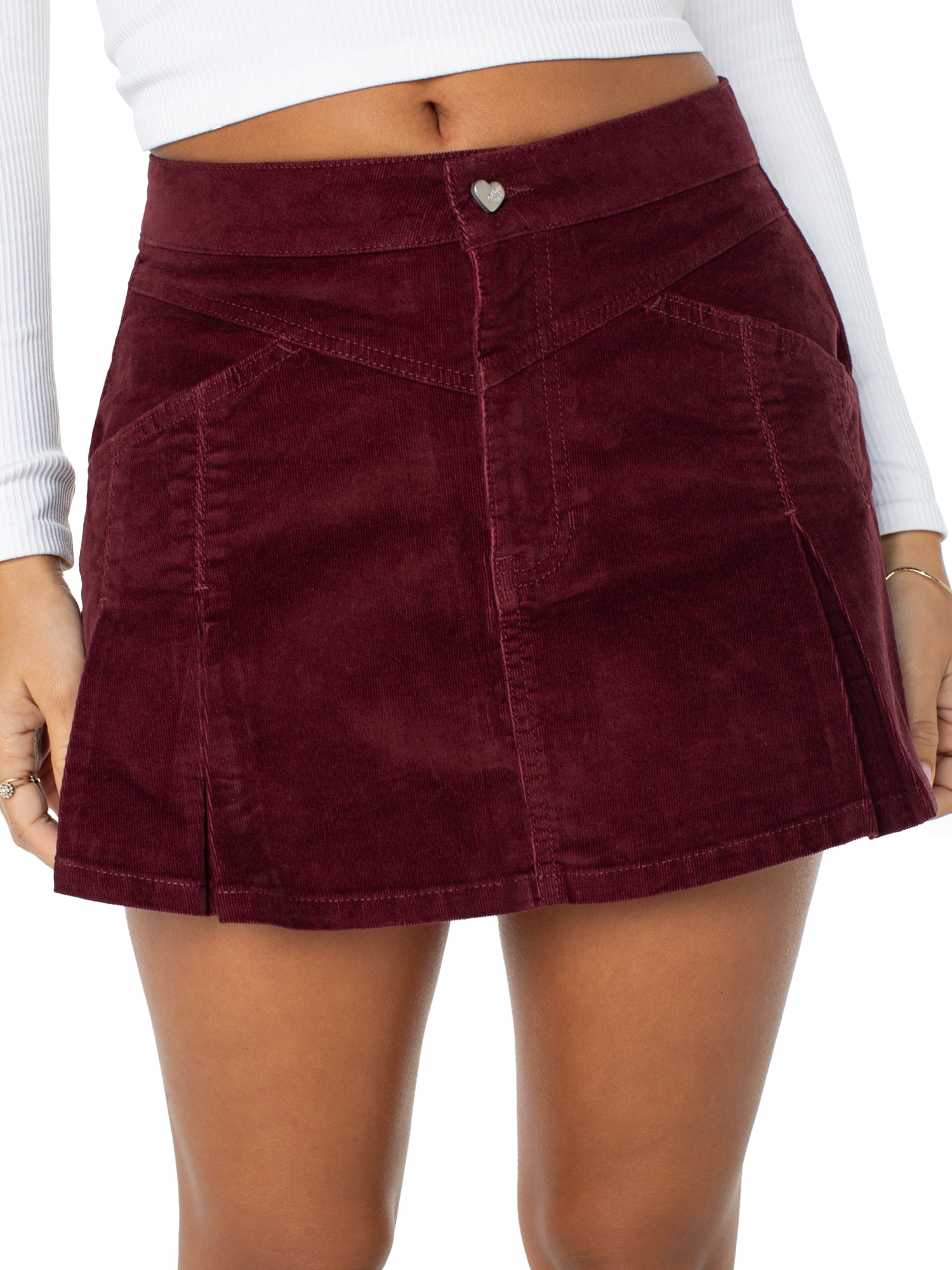 Celebrity Pink Women's Western Pleated Corduroy Mini Skirt, Sizes XS-XXXL