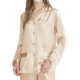 thumbnail image 3 of Biekopu Women 2 Piece Pajama Set Satin Long Sleeve Shirt and Solid Color Pants Sleepwear Loungewear, 3 of 5