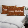 thumbnail image 3 of Happy Birthday Pillow Covers, Linen Long Throw Pillow Case, Brown Modern Abstract Art Holiday Pillow Protector Decorative Cushion Cover for Living Room/Bedroom 12" x 20", 3 of 8