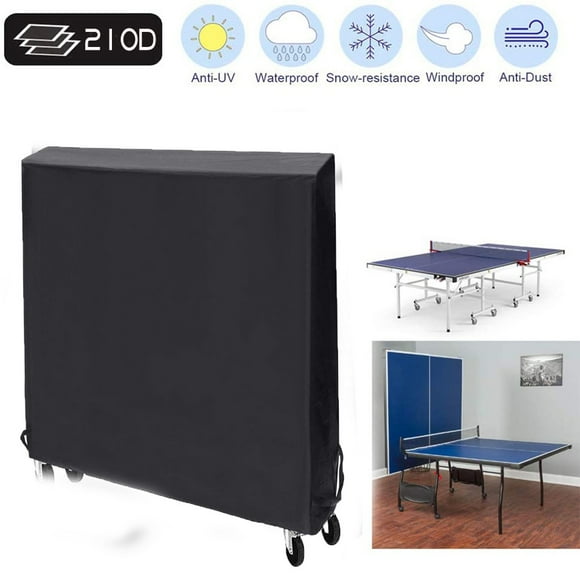 Table Tennis Table Cover, 210D Heavy-Duty Weatherproof Outdoor Ping Pong Table Cover
