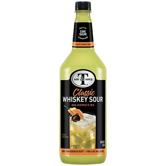 Mr & Mrs T Whiskey Sour, 1L Bottle, 1 Pack – Premium Cocktail Mixer, Ready to Use