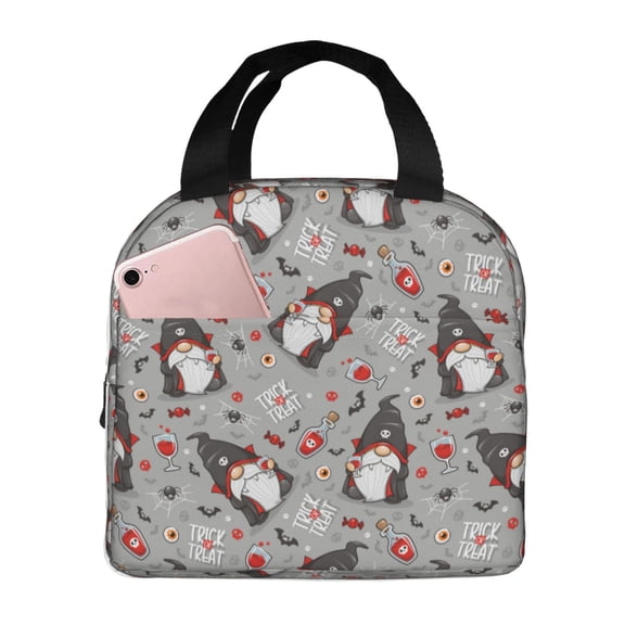 Defioc Halloween Gnome Print Lunch Box,Lunch Bag for Women Men Reusable Insulated Lunch Tote for Work/Office/Picnic/Travel