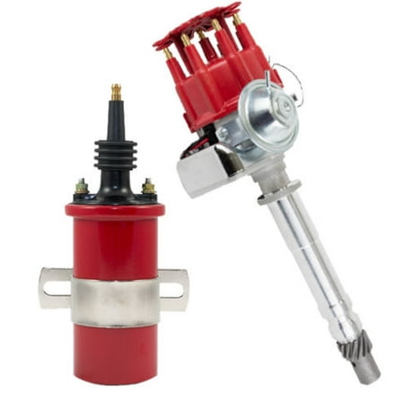 CHEVY RED Small Cap Distributor SMALL BIG BLOCK Ready-To-Run W/50K Volt (Best Fuel Injection For Big Block Chevy)