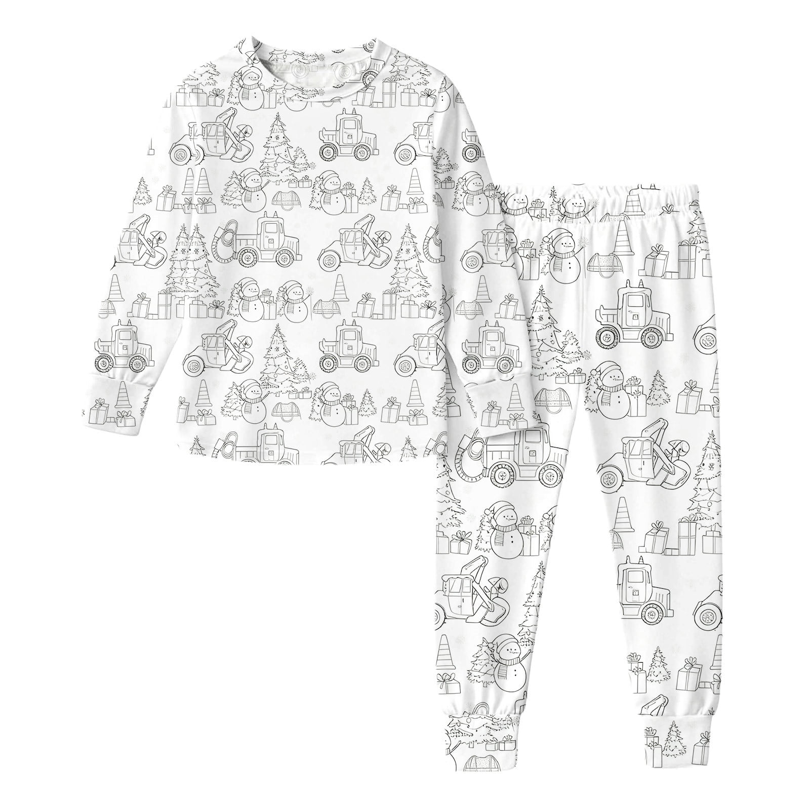 Owordtank Kids DIY Hand Painted Colorable Tops and Pants Set Boys Girls Funny Cartoon Coloring Blouse and Pants 2 Piece Sets
