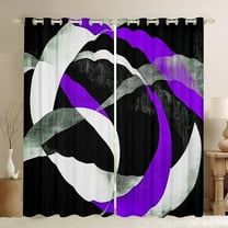 Erosebridal Geometric Round Curtains and Drapes (38Wx54L),Black Purple Blackout Curtains for Bedroom,Abstract Artwork Curtains Pack of 2 (38Wx54L),Circle Room Decor