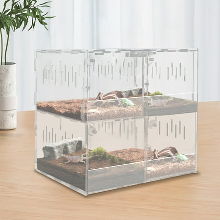 Clear Reptile Cage Enclosure Box Scorpion Tarantula Insect Clear Display Case 4-Grid for Living Room