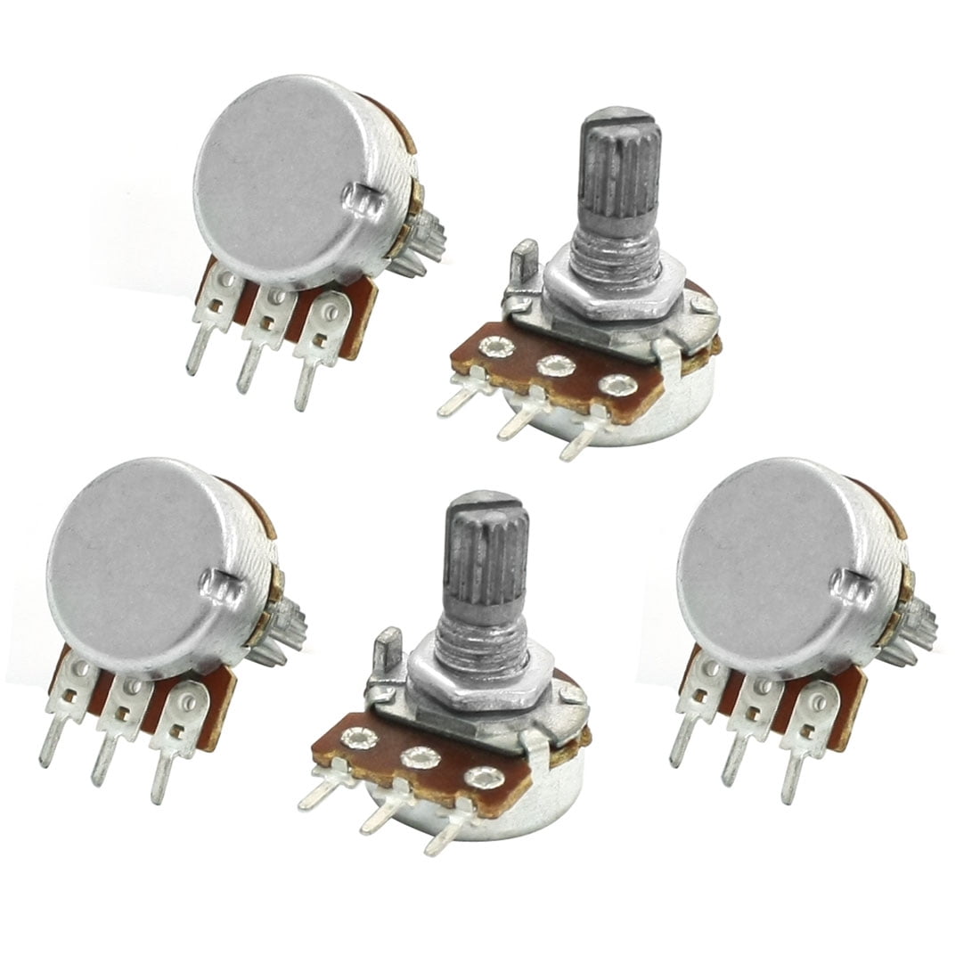 5pcs B500K 500K ohm Split Knurled Shaft Single Linear Pot Potentiometer