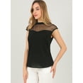 thumbnail image 4 of INSPIRE CHIC Women's Mesh Panel Top Round Neck Keyhole Sleeveless Blouse, 4 of 6