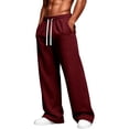 thumbnail image 2 of Baggy Sweatpants Men Fleece Straight Leg Sweat Pants Drawstring Waist Jogging Athletic Workoout Pants with Pockets Casual Wear, 2 of 7