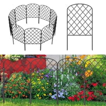 OYEAL 10 pack Decorative Arched Garden Fence, Total 10ft(L) x 24in(H) Rustproof Metal Wire Animal Barrier Border for Outdoor Patio Garden Yard, Black
