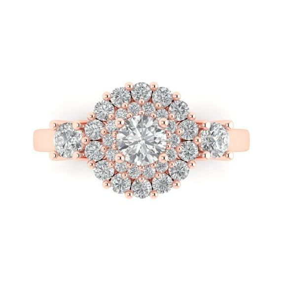 Halo Engagement Ring for Women - 1.4ct Simulated Diamond in 18K Rose Gold Promise Ring