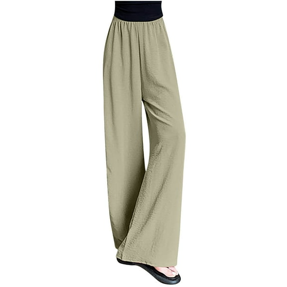 LLYwey Wide Leg Sweatpants Women Ladies Breathable High Waisted Hanging Mosquito Proof Thin Straight Leg Wide Leg Pants New Full Length Pants Trousers Regular Fitted Green-1 XL