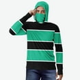 thumbnail image 2 of Swuxness Mens Stripe Print Hooded Long Sleeve Sun Protection Top Ice Fabric Face Cover Menswear, 2 of 5