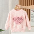 thumbnail image 3 of GYRATEDREAM Toddler Baby Girls Autumn Winter Knit Sweater Pullover Kids Crew Neck Love Embroidery Fleece Undershirt Top Children Long Sleeve Warm Blouses Sweatshirt for 1-12 Years, 3 of 8