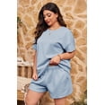 thumbnail image 5 of Womens 2 Pieces Loungewear Knit Sets Short Sleeved Casual Tops & Elastic Waist Shorts Pants Sport Wear, 5 of 6