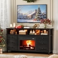 thumbnail image 6 of 60" TV Stand with Fireplace, for TVs Up to 65", Electric Fireplace Entertainment Center with LED Lights, Media Console with Drawers & Storage Cabinet, Black, 6 of 8