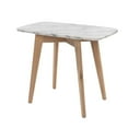 thumbnail image 2 of The Bianco Collection Cima 12" x 21" Rectangular Italian Carrara White Marble Table with Oak Legs, 2 of 5