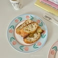 thumbnail image 3 of CHUNTIAN Mushrooms 9527 Korean Style Lovely Hand Painted Watercolour Tulip Dinner Plate Bone China Plate 8 Inch French Home Plate, 3 of 6