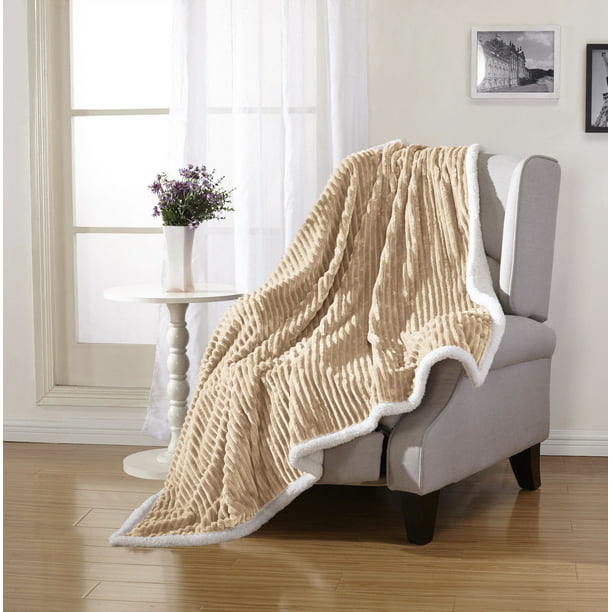 Ultra Soft Cozy Sherpa Ribbed Throw Hypoallergenic Blanket Covers ...