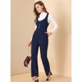 thumbnail image 2 of Mamelucos Casuales con Bolsillos Allegra K Pantalones de Pierna Ancha Mono de Punto Azul Marino XS, 2 of 6