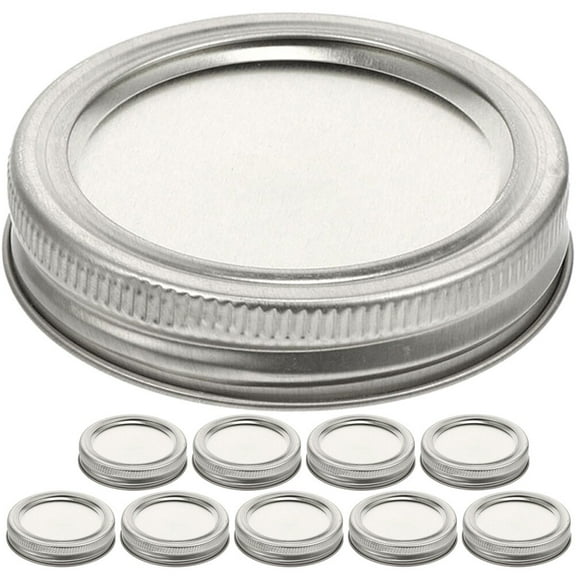 10 Pcs Jar Wide Mouth Canning Lids Storage Caps Stainless Steel Regular and Bands