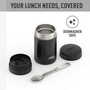 Thermos 16oz Vacuum Insulated Food Jar with Full Size Spoon, Black, Ideal Use for Workday Meals and Travel, Made for Portable Food Storage
