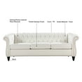 thumbnail image 2 of 3 Seat Sofa Couch PU Rolled Arm Sofa with Silver Studs Trim and Solid Wooden Legs, Super Classic Living Room Sofa with Supple Leather, Chaise Lounge Sofa TV Sofa Upholstered Arm Sofa, White, 2 of 9