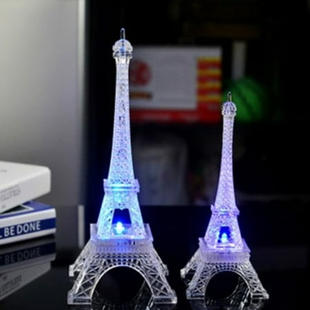 

FRCOLOR Colorful Eiffel Tower Nightlight Paris Style Decoration LED Lamp Fashion Desk Bedroom Acrylic Light