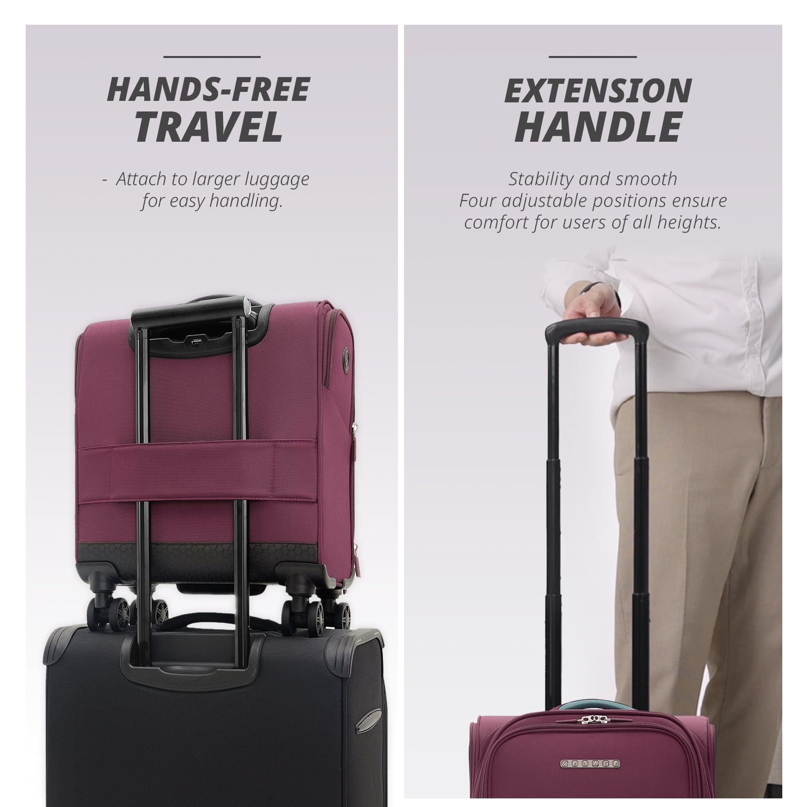 Verage 14-Inch Underseat Carry On Luggage with Spinner Wheels & USB Charging Port, Wheeled Suitcase for Airlines, Lightweight Overnight Bag for Men and Women (14-Inch Compact Underseat Pro)