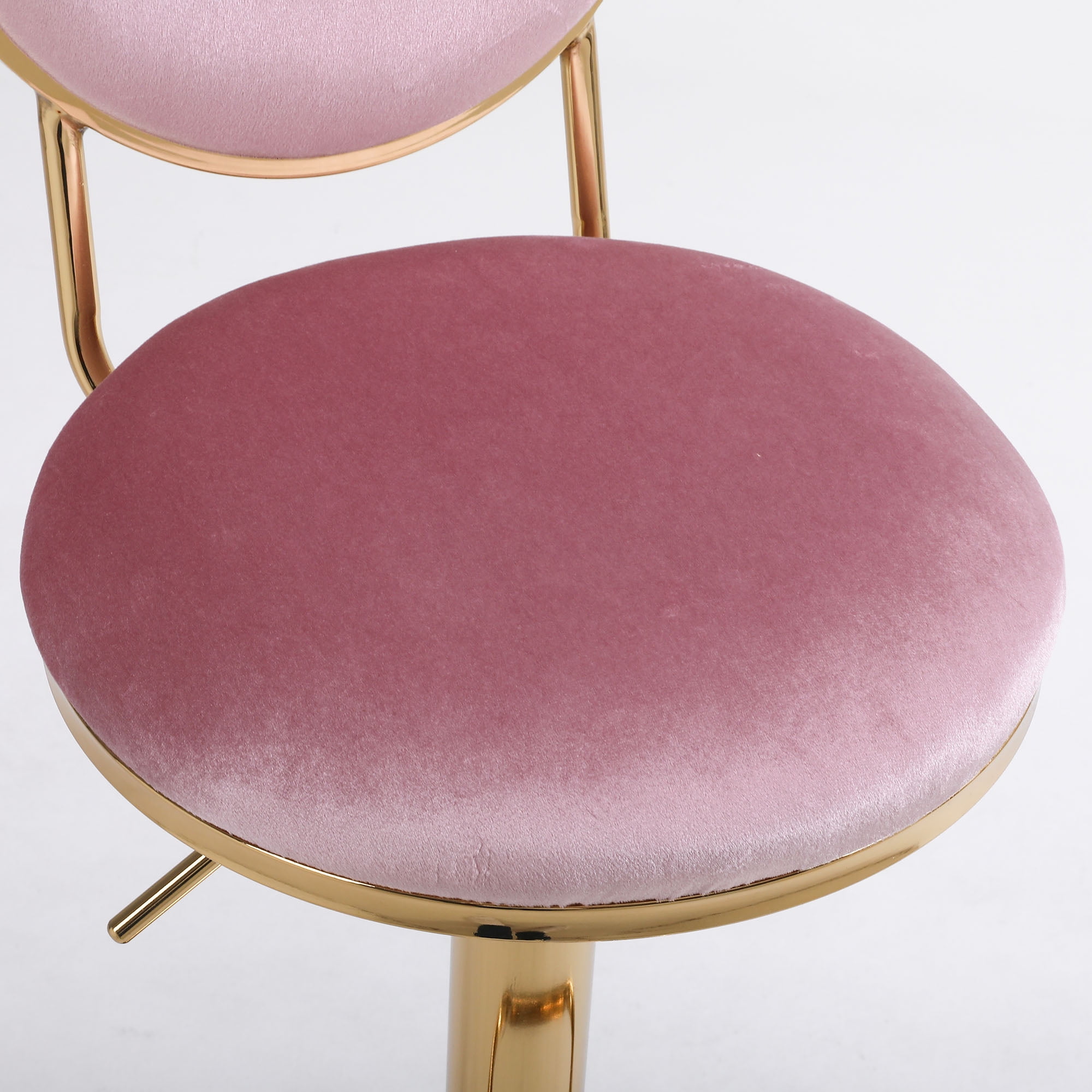 Kadyn 2pcs Adjustable Counter Height Swivel Barstools with Back and Footrest for Bar, Pink Kadyn 2pcs Adjustable Counter Height Swivel Barstools with Back and Footrest for Bar, Pink