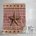 thumbnail image 4 of Vintage Texas Star Brown Shower Curtain Set, Waterproof Shower Curtains for Bathroom, Red Plaid Berry Farmhouse Washable Fabric Cloth Bath Curtain for Bathtub Decoration with Hooks 66x72 Inches, 4 of 9