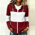 thumbnail image 6 of BUIGTTKLOP Womens Sweaters Hooded Sweatshirt Basic Zip-Up Hoodies Jacket Color Block Long Sleeve Top with Pockets, 6 of 8