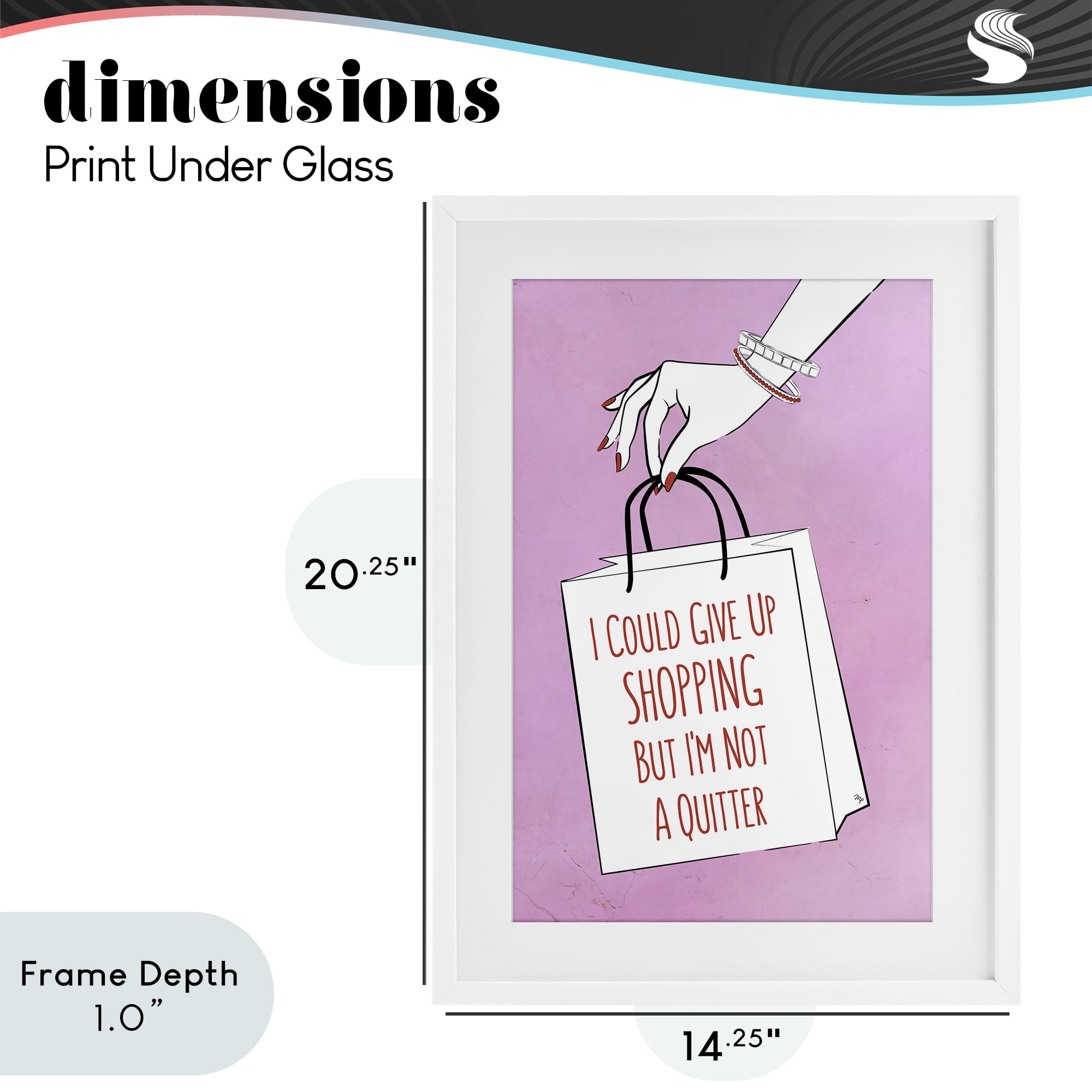 Stupell Industries Not A Quitter Shopping White Framed Print Under Glass, design by Martina Pavlova