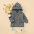 thumbnail image 4 of Verugu Toddler Baby Girls Boys Winter Coat Thicken Warm Jackets Baby Hooded Snow Outwear Coat Kids Solid Color Ears Hooded Knitted Tops Warm Coat Gray, 12-18 Months, 4 of 7