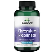 Swanson Chromium Picolinate - Natural Supplement supports Metabolism - Supports Blood Sugar Levels Already within the Normal Range - (200 Capsules, 200mcg Each)