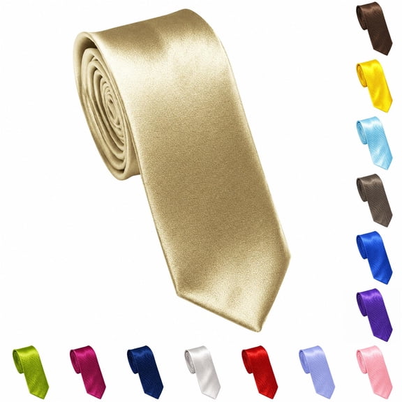 Wxolcjlv Mens Solid Satin Neck Tie Smooth Glossy Finish Narrow Width Neckwear