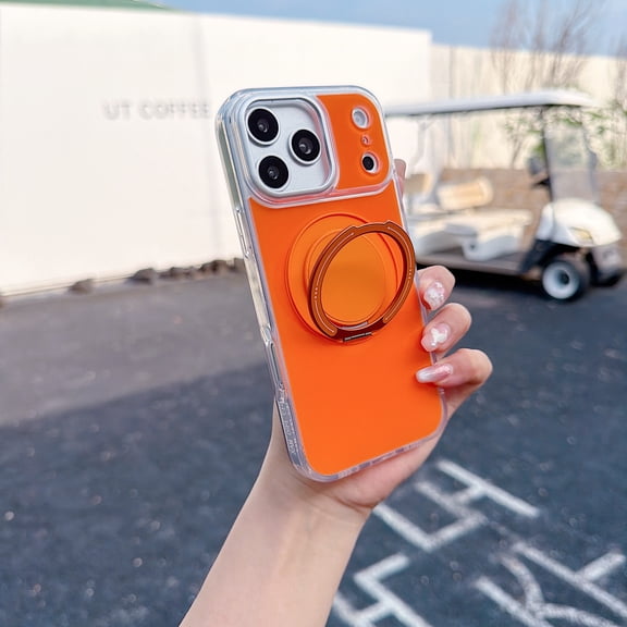 Mynvo for iPhone 17 Pro Back Cover Case with Rotating Kickstand, Compatible with Magsafe Non-Slip Anti-Fingerprint Slim Fit Anti-Scratch Heavy Duty Shockproof Phone Case, Orange