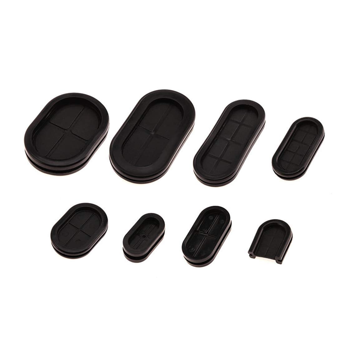 Flyshop 4-Pack Black 20 x 50 mm, 13/16" x 2" Drill Hole Double-sided Rectangle Firewall Hole Plugs, Synthetic Rubber Grommets Wire Protection