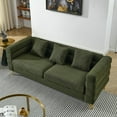 thumbnail image 5 of YYAo 81" Sectional Couches with Oversized 3 Seater and 3 Pillows, Comfortable Sofa with Deep Seating for Living Room, Bedroom, Office, Green Teddy, 5 of 7
