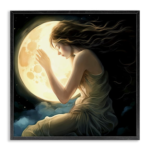 Ethereal Moon Love Black Framed Giclee Art, design by Sasha