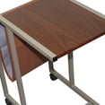 thumbnail image 5 of Modern Brown Faux Woodgrain Metal Laptop Cart Desk, 5 of 5