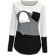 thumbnail image 1 of Blusa de lactancia con cuello redondo, rayas y retazos, manga larga, para embarazadas, 1 of 5