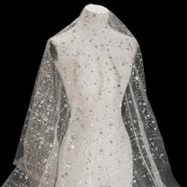 51inch Beige Glitter Sequin Mesh Fabric Square Embroidered Tull Fabric Checked Mesh Gilded Lace Fabric Costume Decoration