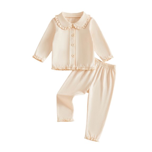 OJSFQUFP Girls Comfortable and Breathable Homewear Set Solid Color Long Sleeved Top Shorts Two Piece Set