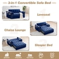 thumbnail image 2 of Dinosisco 55" Convertible Loveseat Sleeper, Upholstered Tufted Sofa Bed for Living Room, Blue Velvet, 2 of 9