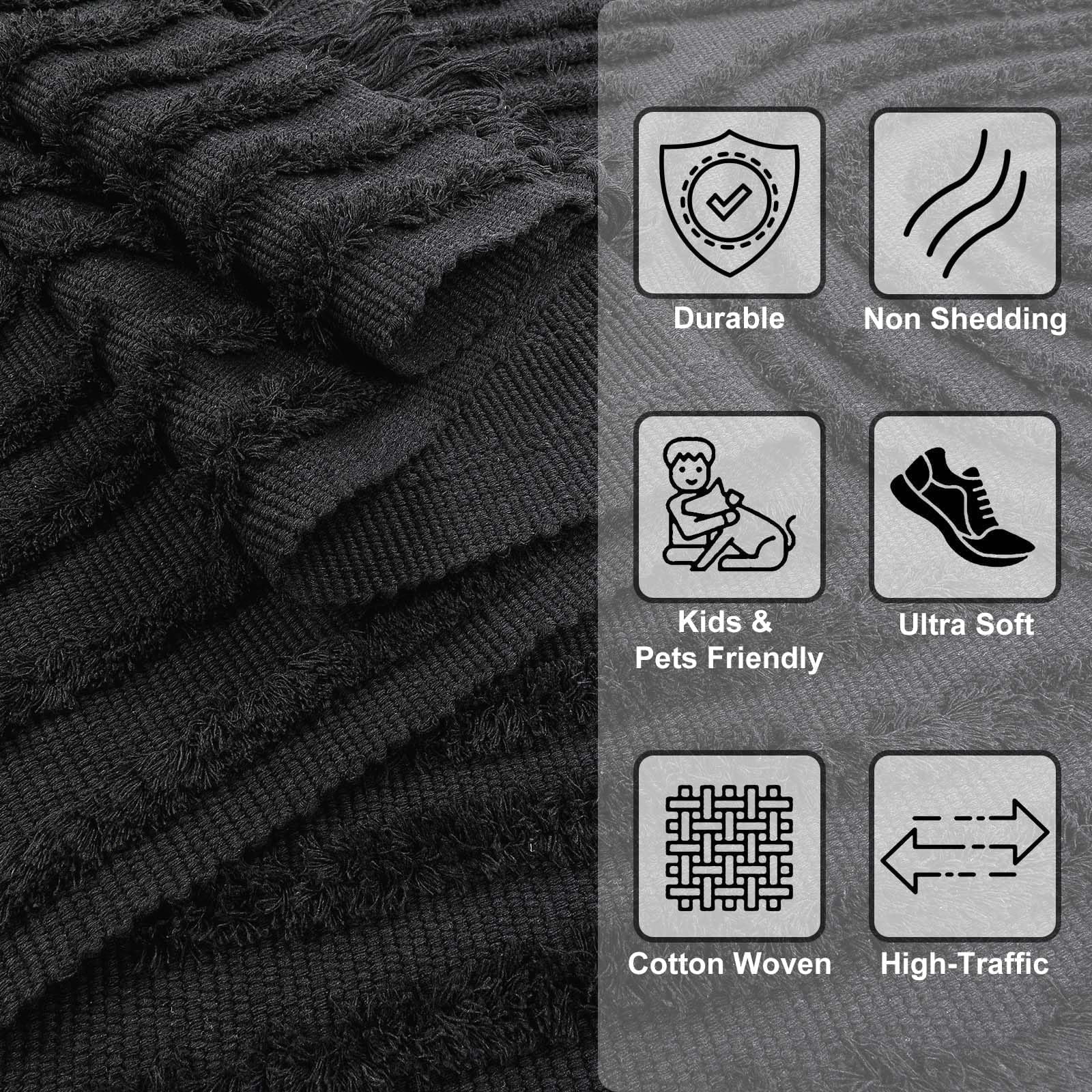 SUNDEREY Modern Rainbow Area Rug,5'x8' Washable Bedroom Rugs,Boho Woven Floor Carpet With Tassel, Modern Farmhouse Tufted Rug For Living Dining Room Kitchen Entryway Bathroom,Dark Grey