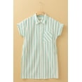 thumbnail image 6 of Casual and Trendy Mint Green Striped Mini Dress with Button Design - [ZhiHiMeRi] | (US 8-10)M, 6 of 12